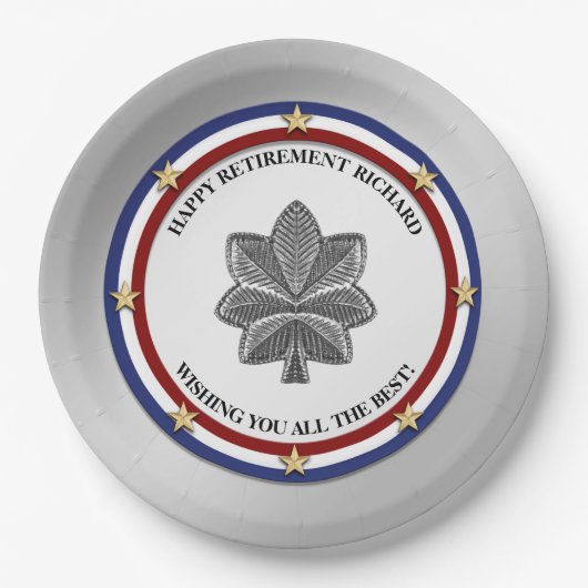 Aangepaste partij voor militair pensioen papieren bordje