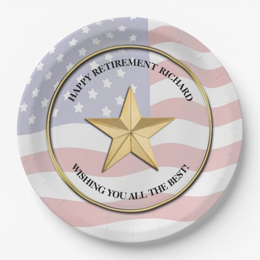 Aangepaste partij voor militair pensioen papieren bordje (Voorkant)