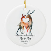 Aangepaste Pas getrouwd Eerste Kerstdag Aangepast Keramisch Ornament (Achterkant)