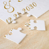 Aangepaste Pas getrouwd FotoMonogram Weddenschap G Legpuzzel (Zijkant)