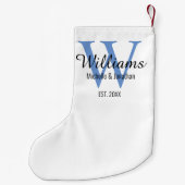 Aangepaste Pas getrouwd monogram blauw Kleine Kerstsok (Achterkant)