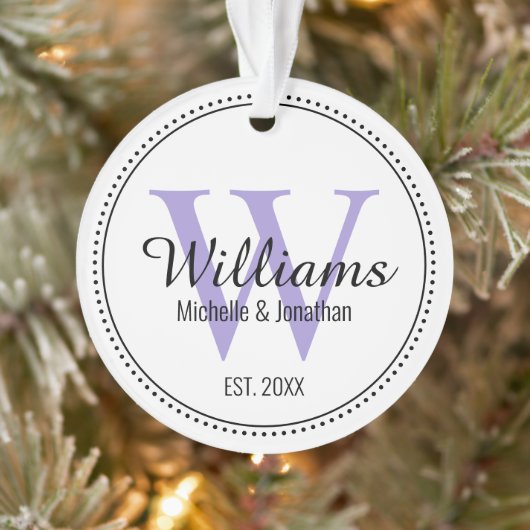 Aangepaste Pas getrouwd monogram Ornament (Boom)