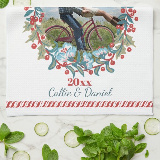 Aangepaste Pas getrouwd voor kerstmis met wiet-paa Theedoek (Gevouwen)