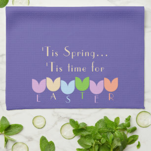 Aangepaste Pasen, Lente Tulp Bloemen, Iris Lavende Theedoek