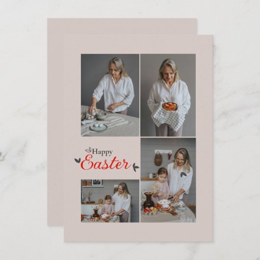 Aangepaste Pasfoto Collage Flat Holiday Kaart (Voorkant / Achterkant)