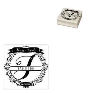 Aangepaste Passen getrouwd krans Monogram Rubber S Rubberstempel