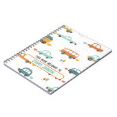 Aangepaste pastel blauw en oranje auto naam notitieboek (Linkerzijde)