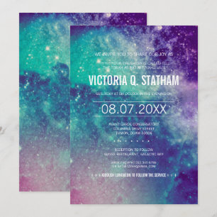 Aangepaste Pastel Galaxy Bat Mitswa Party Uitnodig Kaart