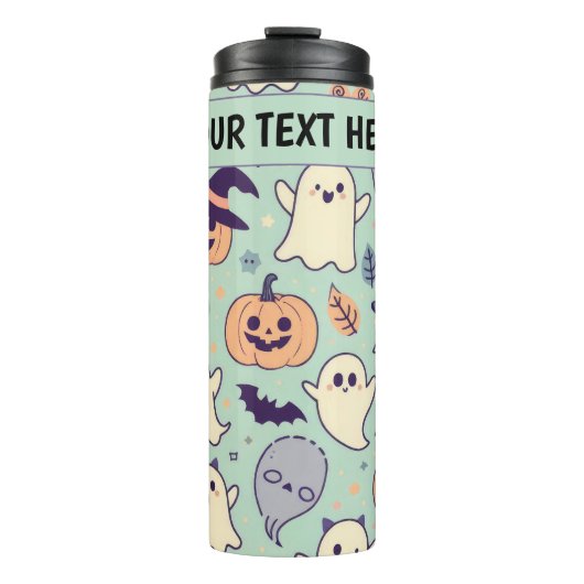 Aangepaste pastel Halloween patroon Spooky Ghost Thermosbeker (Voorkant)