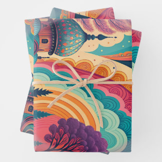 Aangepaste Pastel Koepel Droom Inpakset (3 vellen) Inpakpapier Vel