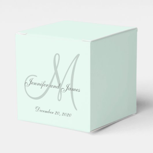 Aangepaste pastel Mint gekleurde Monogram Favor Bo Bedankdoosjes (Voorkant Zijde)