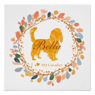 Aangepaste pastel oranje Cavalier silhouet poster Perfect Poster