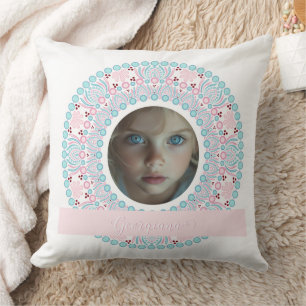 Aangepaste  Pastel Roze en Blauwe Mandala Lijst Kussen