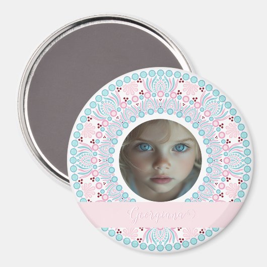 Aangepaste Pastel Roze en Blauwe Mandala Lijst Magneet (Voorkant / Achterkant)