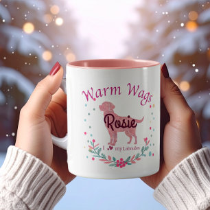 Aangepaste Pastel Roze Labrador Retriever Kerstmis Mok