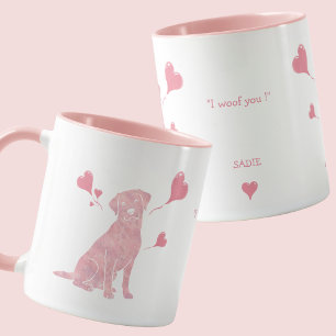 Aangepaste Pastel Roze Labrador Retriever Valentij Mok