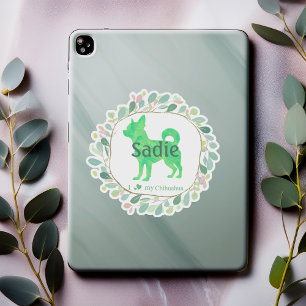 Aangepaste pastelgroene chihuahua silhouet sticker