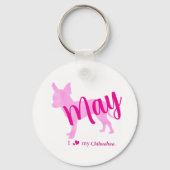 Aangepaste Pastelroze Chihuahua Silhouette Sleutel Sleutelhanger (Achterkant)