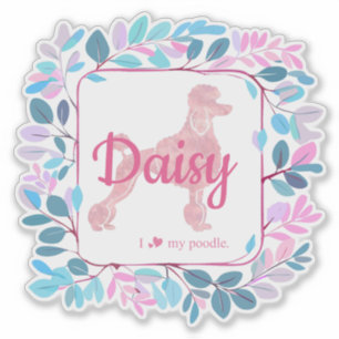 Aangepaste pastelroze poedel silhouet sticker