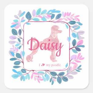 Aangepaste pastelroze poedel silhouet sticker