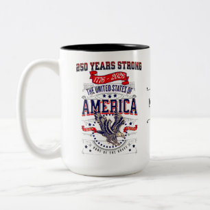 Aangepaste Patriottische Amerikaanse 250 Jaar Jubi Tweekleurige Koffiemok
