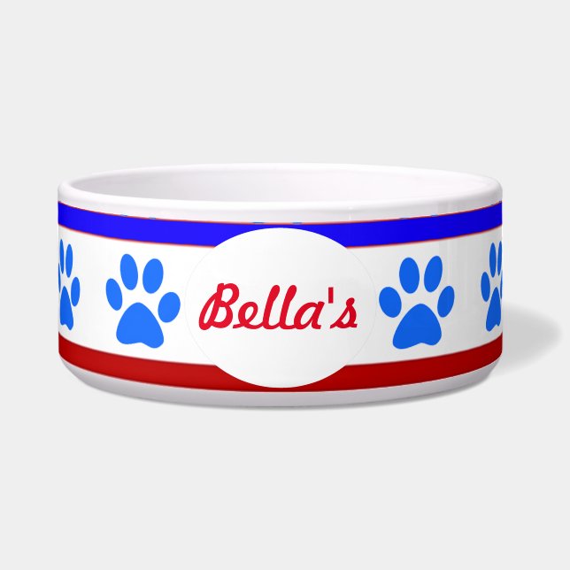 Aangepaste patriottische dog Bowl met verfprinters Voerbakje (Voorkant)
