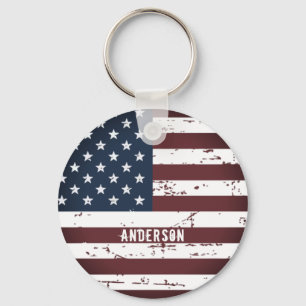 Aangepaste patriottische naam Verenigde Staten Ame Sleutelhanger