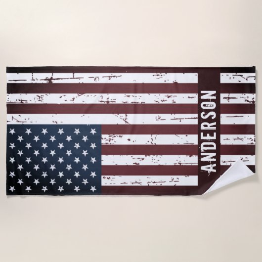 Aangepaste patriottische sterren Stripes Amerikaan Strandlaken (Voorkant)