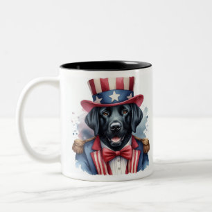 Aangepaste Patriottische Uncle Sam Black Labrador Tweekleurige Koffiemok