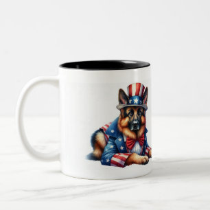 Aangepaste Patriottische Uncle Sam Duitse Herder M Tweekleurige Koffiemok