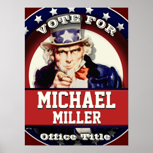 Aangepaste Patriottische Uncle Sam Poster (Voorkant)