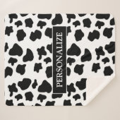 Aangepaste patroonvlekken op zwarte en witte koeie sherpa deken (Voorkant (horizontaal))