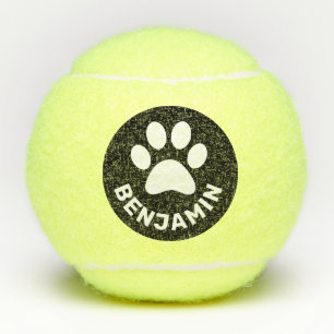 Aangepaste Pauw Print Dog Name op Tennisballen