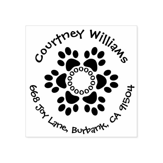 Aangepaste Paw Print Bloem Retouradres Rubberstempel (Afrduk)