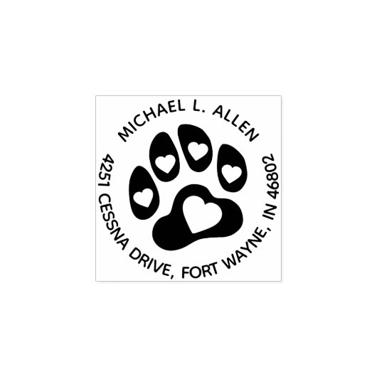 Aangepaste Paw Print Ronde retour adres Rubber ste Rubberstempel (Afrduk)