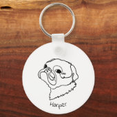 Aangepaste Paw-sitief Pug Sleutelhanger (Voorkant)