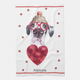Aangepaste Paws Hond Liefhebber Valentijnsdag Cade Theedoek