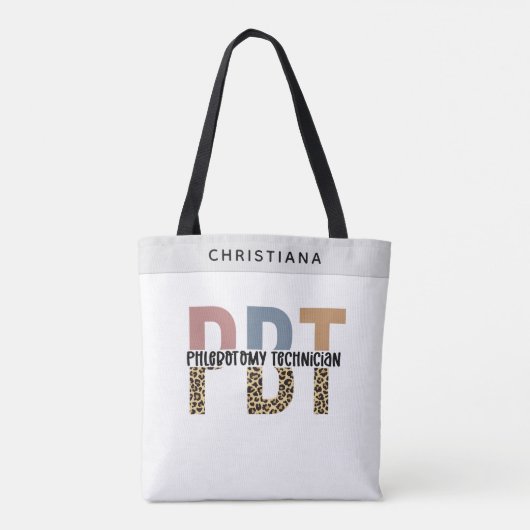 Aangepaste PBT Phlebotomie Technicus Leopard Print Draagtas (Achterkant)