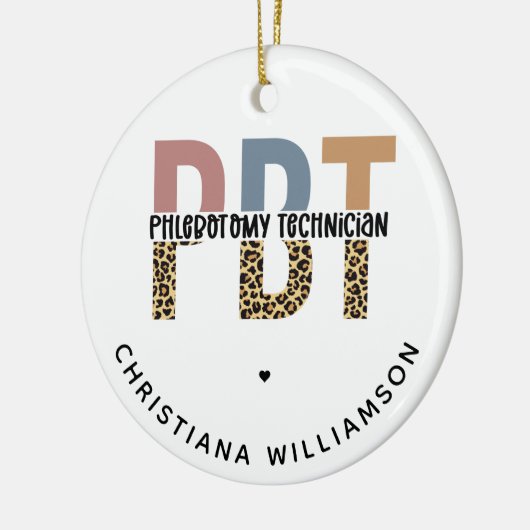 Aangepaste PBT Phlebotomie Technicus Leopard Print Keramisch Ornament (Links)