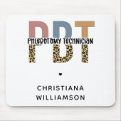 Aangepaste PBT Phlebotomie Technicus Leopard Print Muismat (Voorkant)