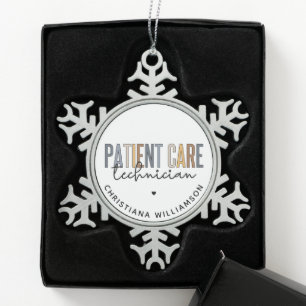 Aangepaste PCT-cadeaus voor patiënttechnicus Tin Sneeuwvlok Ornament