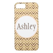 Aangepaste peach en Gold Chevron Stripes Case-Mate iPhone Case (Achterkant)