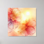 Aangepaste Peach Raspberry Bloemen Alcohol Inkt Ar Canvas Afdruk (Voorkant)