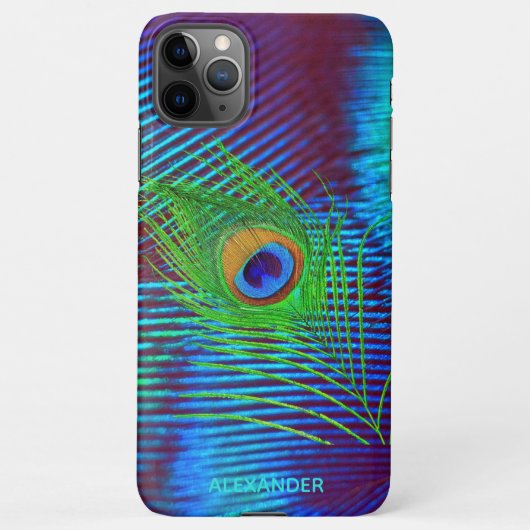 Aangepaste Peacock Blue Feather genaamd iPhone Hoesje (Achterkant)