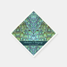 Aangepaste Peacock Feathers Wedding Paper Napkin