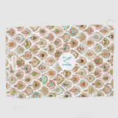 Aangepaste PEACOCK MERMAID Roos Gold Mint Fish Sca Golfhanddoek (Horizontaal)