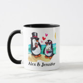 Aangepaste Penguin Paar Namen Gepersonaliseerd Mok (Links)
