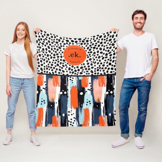 Aangepaste penseelstreek Dalmatische hond Abstract Fleece Deken (In situ)