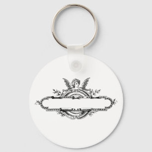 Aangepaste personalisatie van engel cherub fleur d sleutelhanger