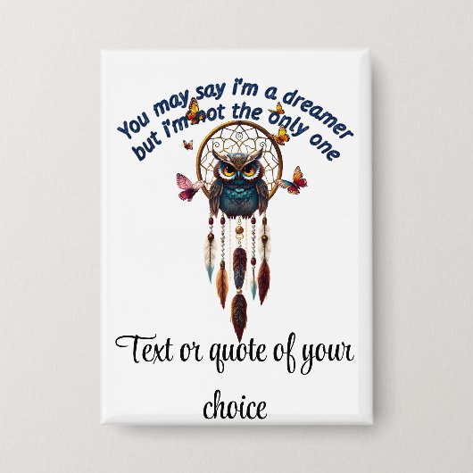 Aangepaste Personaliseer Boho Uil Mooie Hippie Button (Voorkant)